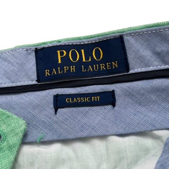 Polo Ralph Lauren Shorts Mens Size 36 Classic Fit 100% Linen Flat Front Green - Picture 4 of 6